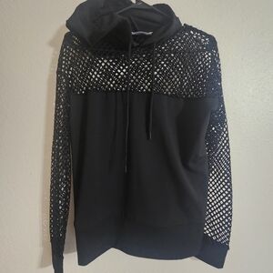 Chic Black Hoodie with Mesh Design